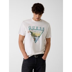 GUESS Tricou albastru deschis / galben miere / verde smarald / alb