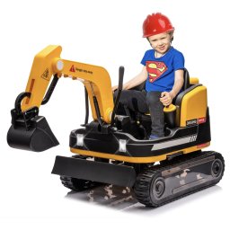 Buldo-Excavator electric DLS-X7 galben, 12V 12AH, telecomanda si bluetooth