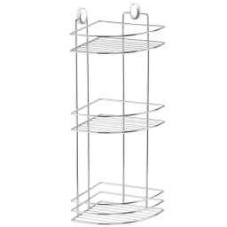 Raft pe colt baie Metalife DKB-717, 3 nivele, 18x18x50 cm, Crom