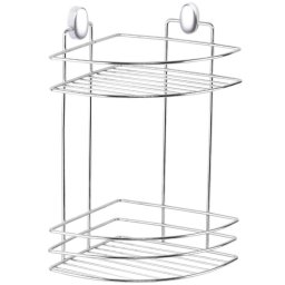 Raft pe colt pentru baie Metalife DKB-716, 18x18x30 cm, 2 nivele, Crom