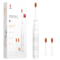 Periuta de dinti electrica pentru copii Oclean Flow S, 1.85W, 76000 rpm, 5 moduri, Timer, Autonomie pana la 180 zile, Tip-C, Suprafata antibacteriana, Alb