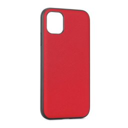 Husa Meleovo Husa Saffiano Magnetic iPhone 11 Pro Max Red (placuta metalica integrata)