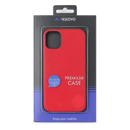 Husa Meleovo Husa Saffiano Magnetic iPhone 11 Pro Red (placuta metalica integrata)