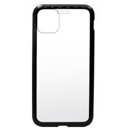 Husa Meleovo Carcasa Magnetica Dual Glass iPhone 11 Pro Max Black (protectie 360� din 2 piese cu inchidere magnetica)