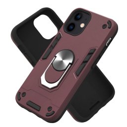 Husa Lemontti Husa Armour Series 2 in 1 iPhone 12 Mini Wine Red (suport ring)