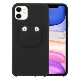Husa Lemontti Husa Liquid Silicone with Apple AirPods Case iPhone 11 Pro Black