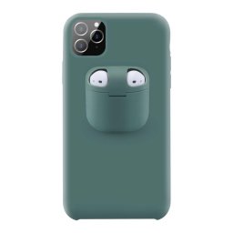Husa Lemontti Husa Liquid Silicone with Apple AirPods Case iPhone 11 Pro Dark Green