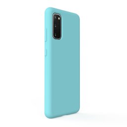 Husa Lemontti Husa Liquid Silicon Samsung Galaxy S20 Tiffany Blue (protectie 360°, material fin, captusit cu microfibra)