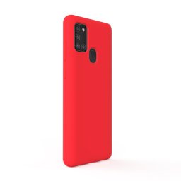 Husa Lemontti Husa Liquid Silicon Samsung Galaxy A21s Red (protectie 360°, material fin, captusit cu microfibra)