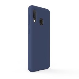 Husa Lemontti Husa Liquid Silicon Samsung Galaxy A20e Dark Blue (protectie 360°, material fin, captusit cu microfibra)