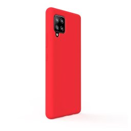 Husa Lemontti Husa Liquid Silicon Samsung Galaxy A42 5G Red (protectie 360°, material fin, captusit cu microfibra)