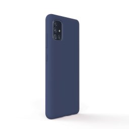 Husa Lemontti Husa Liquid Silicon Samsung Galaxy A51 Dark Blue (protectie 360°, material fin, captusit cu microfibra)