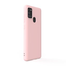 Husa Lemontti Husa Silicon Soft Slim Samsung Galaxy A21s Pink Sand (material mat si fin, captusit cu microfibra)