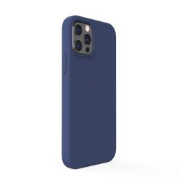 Husa Lemontti Husa Liquid Silicon iPhone 12 Pro Max Dark Blue (protectie 360°, material fin, captusit cu microfibra)
