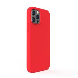 Husa Lemontti Husa Liquid Silicon iPhone 12 Pro Max Red (protectie 360°, material fin, captusit cu microfibra)