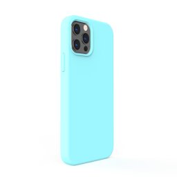 Husa Lemontti Husa Liquid Silicon iPhone 12 Pro Max Tiffany Blue (protectie 360°, material fin, captusit cu microfibra)