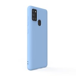 Husa Lemontti Husa Silicon Soft Slim Samsung Galaxy A21s Light Blue (material mat si fin, captusit cu microfibra)