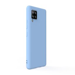 Husa Lemontti Husa Silicon Soft Slim Samsung Galaxy A42 Light Blue (material mat si fin, captusit cu microfibra)