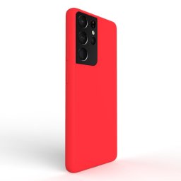 Husa Lemontti Husa Liquid Silicon Samsung Galaxy S21 Ultra Red (protectie 360°, material fin, captusit cu microfibra)