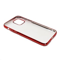 Husa Just Must Carcasa Decor iPhone 11 Pro Red (spate transparent, margini electroplacate)