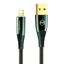 Mcdodo Cablu Shark Series Lightning Green (1.2m, 3A, led indicator, impletitura nylon)-T.Verde 0.1 lei/buc