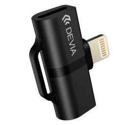 Adaptor audio Devia Lightning la Dual Lightning, incarcare + audio simultan, culoare negru