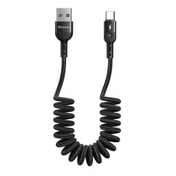 USB Spring Cable to USB-C Omega CA-6420 1.8m (Black)