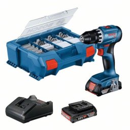 Mașină de găurit GSR 18V-45 Profesional 18V 2x Li-Ion baterie 2.0Ah 82-piese L-case Albastru/negru