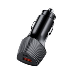 Husa Lemontti Incarcator Auto Super Fast Charge 48W 2 porturi PD Type-C 30W + USB-A QC 3.0 Negru