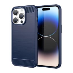 Husa Lemontti Husa Carbon Case Flexible iPhone 14 Pro Albastru