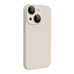 Husa Lemontti Husa Liquid Silicon MagCharge iPhone 15 Bej (protectie 360°, material fin, captusit cu microfibra)