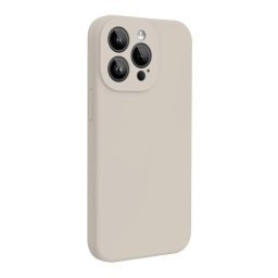 Husa Lemontti Husa Liquid Silicon MagCharge iPhone 15 Pro Max Bej (protectie 360°, material fin, captusit cu microfibra)