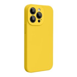 Husa Lemontti Husa Liquid Silicon MagCharge iPhone 15 Pro Max Galben (protectie 360°, material fin, captusit cu microfibra)