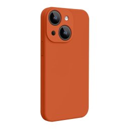 Husa Lemontti Husa Liquid Silicon MagCharge iPhone 15 Portocaliu (protectie 360°, material fin, captusit cu microfibra)