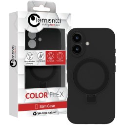 Husa Lemontti Husa Liquid Silicon MagSafe iPhone 16, cu suport, Negru