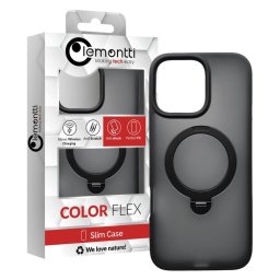 Husa Lemontti Husa Hybrid MagSafe iPhone 16 Pro Max Negru, cu suport rotativ