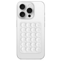 Suport telefon Lemontti, silicon cu ventuze, alb