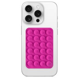 Suport telefon Lemontti, silicon cu ventuze, magenta