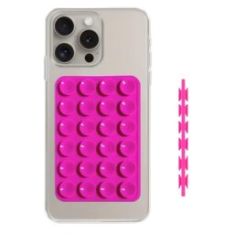 Suport telefon Lemontti silicon Duo cu ventuze, magenta pentru telefon – Roz