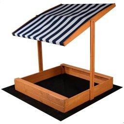 Children's wooden sandpit with canopy Baby Mix 120x120 cm blue and white