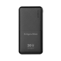 PowerBank KRUGER & MATZ KM0904, 10000 mAh, 20 W, QuickCharge, 1 x USB, 1 x USB Type-C, 1 x MicroUSB, Black
