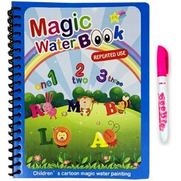 Carte de colorat cu apa Magic Book, Reutilizabila, plina de culori vibrante, Litere si Cifre