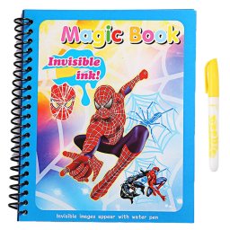 Carte de colorat cu apa Magic Book, Reutilizabila, plina de culori vibrante, Spiderman
