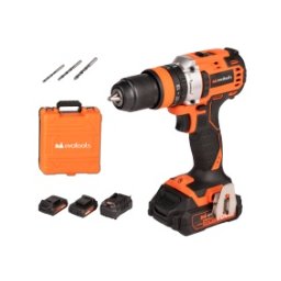 Masina de insurubat cu percutie brushless EvoTools 683869, kit MAX 20V, 2 acumulatori 2Ah, incarcator rapid, cuplu 50Nm, 2 viteze, mandrina metalica 13mm