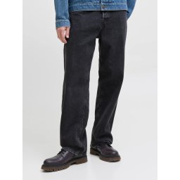 Jack & Jones Blugi barbati ALEX, cu talie inalta si croiala Dreapta, Negru (SELECTATI MARIMEA: 28, SELECTATI LUNGIMEA: 32)
