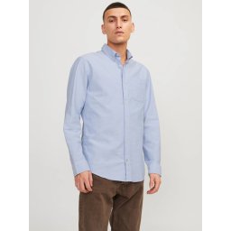 Jack & Jones Camasa barbati, Casual cu croiala Slim Fit, din bumbac, Albastru deschis (SELECTATI MARIMEA: M)