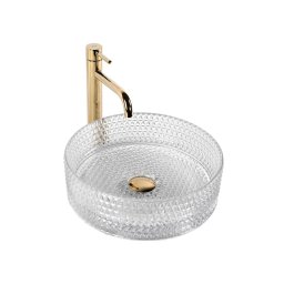 REA-U9670 - Lavoar pentru blat CRISTAL, Ø 35,5 cm, sticlă transparentă