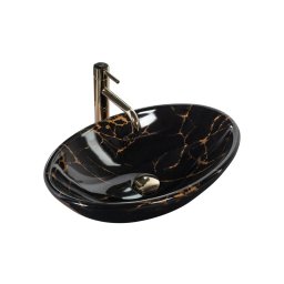 REA-U5067 - Lavoar PAMELA pentru montare pe blat 33x53 cm ceramică/negru/imitație de piatră