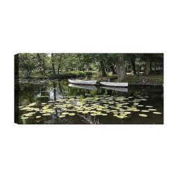 Tablou decorativ Re-Bloom, lemn/panza, verde, 50 x 120 cm