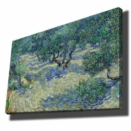 Tablou decorativ Re-Bloom, model copaci, lemn/panza, albastru/verde, 70 x 100 cm